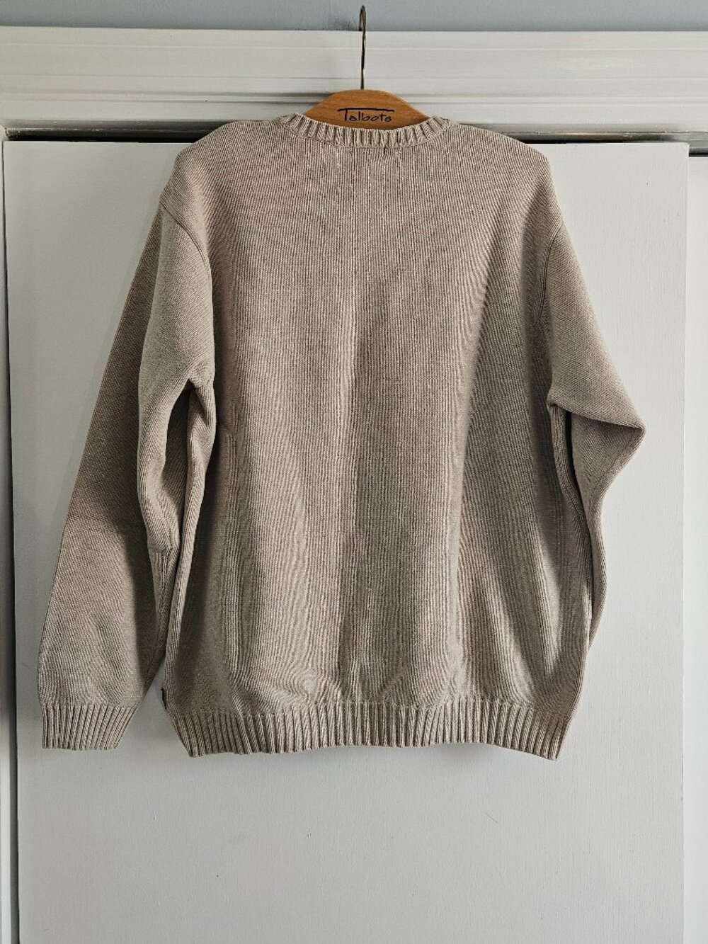 Izod Beige Cotton Knit Crewneck Large Pullover Sweater - Picture 3 of 8